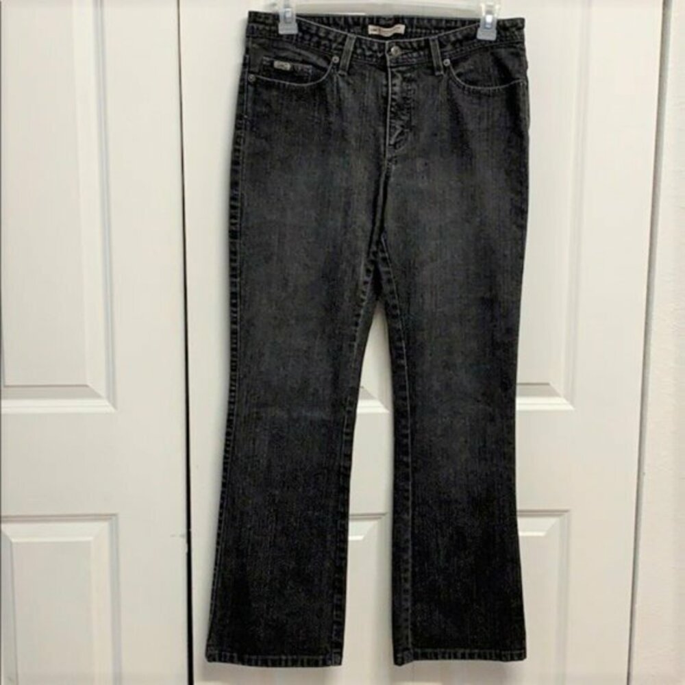 Lee Faded Black Denim Mid Rise Boot Cut Stretch S Pocket Jeans Size 12